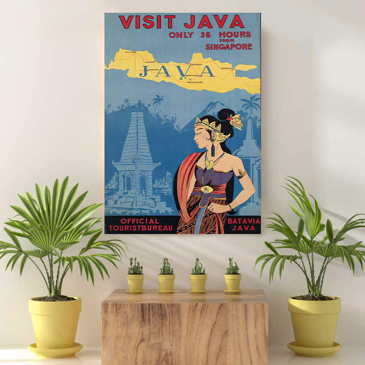 Vintage Reis Bestemming Visit Java