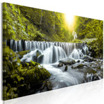 Foto schilderij - Awesome Waterfall (1 Part) Narrow Green