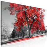 Foto schilderij - Autumn in the Park (1 Part) Narrow Red