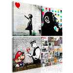 Foto schilderij - Banksy Collage (4 Parts)