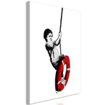 Foto schilderij - Banksy: Boy on Rope (1 Part) Vertical