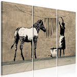 Foto schilderij - Banksy: Washing Zebra on Concrete (3 Parts)