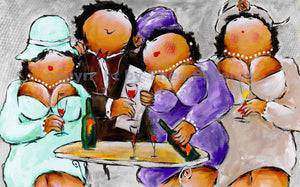 Dikke dames Schilderij Ladies Night Grijs (Giclée)